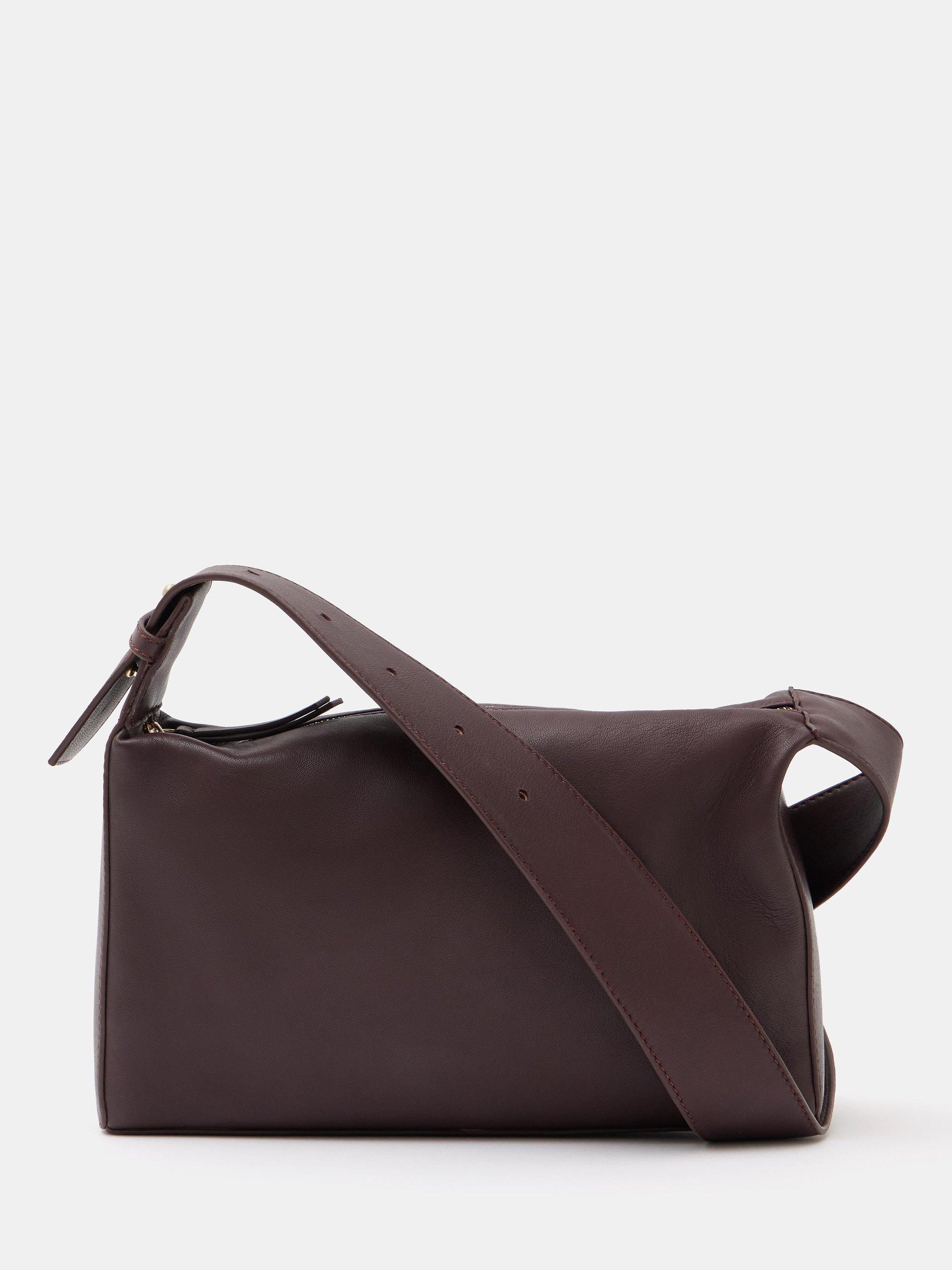 Product image 1 of 5, which shows HUSH Cleo Leather Crossbody Bag, Burgundy Red