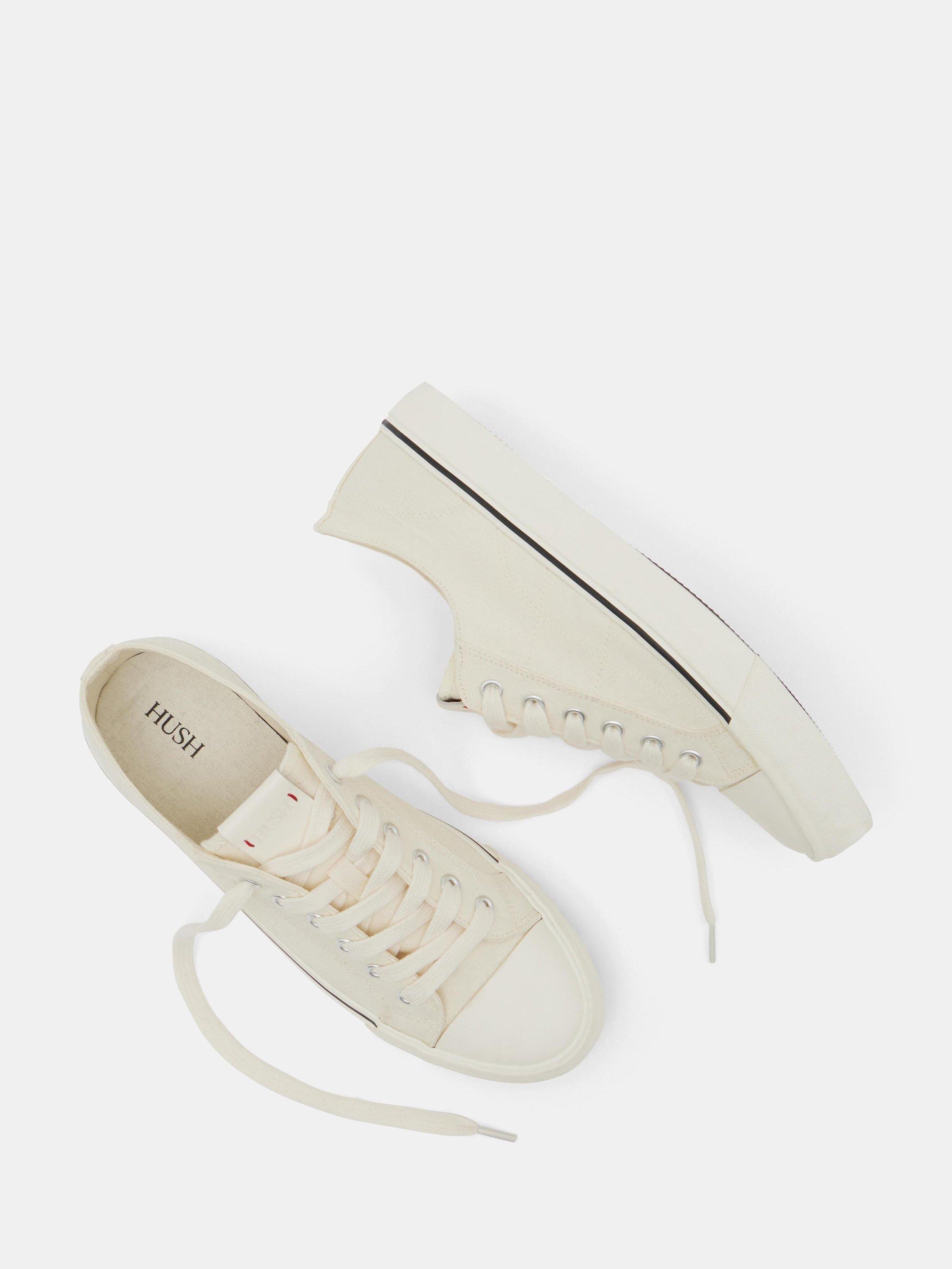 Product image 2 of 5, which shows HUSH Finley Canvas Trainers, Off White, 3