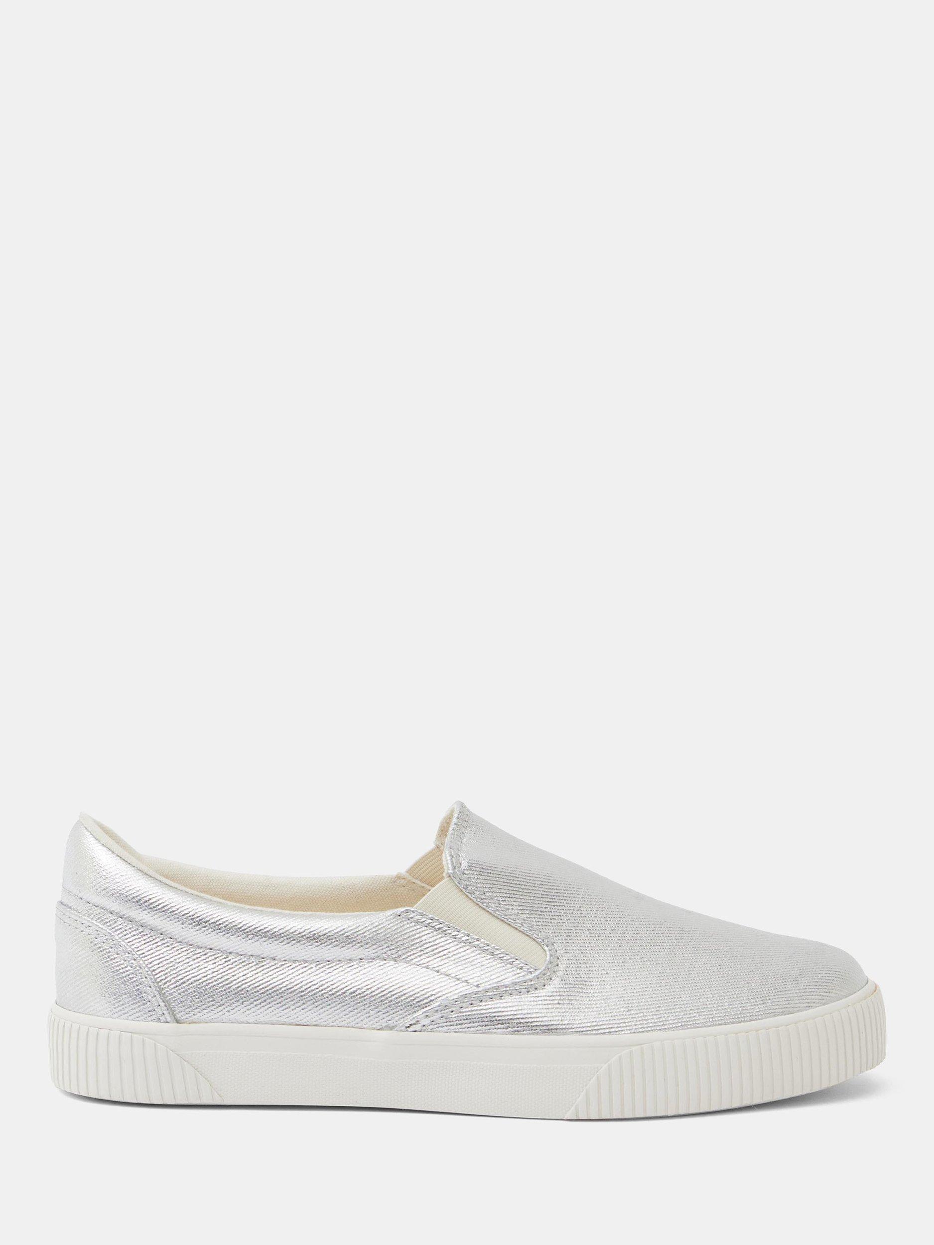 Product image 1 of 6, which shows HUSH Gili Metallic Slip-On Trainers, Silver, 3
