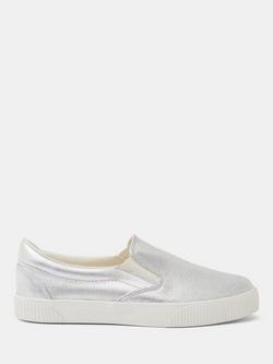 HUSH Gili Metallic Slip-On Trainers, Silver