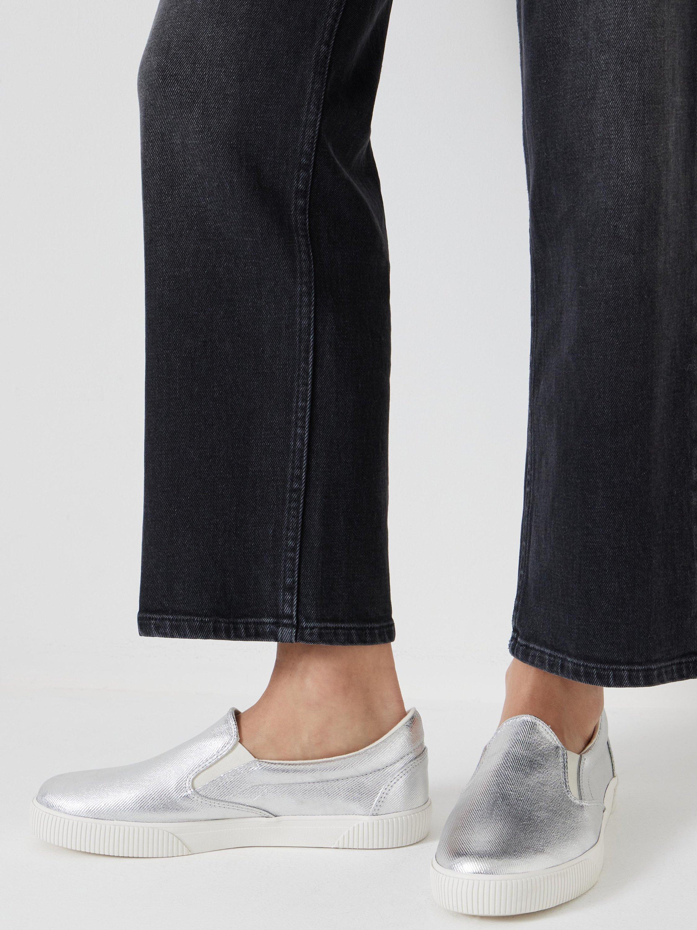 Product image 2 of 6, which shows HUSH Gili Metallic Slip-On Trainers, Silver, 3