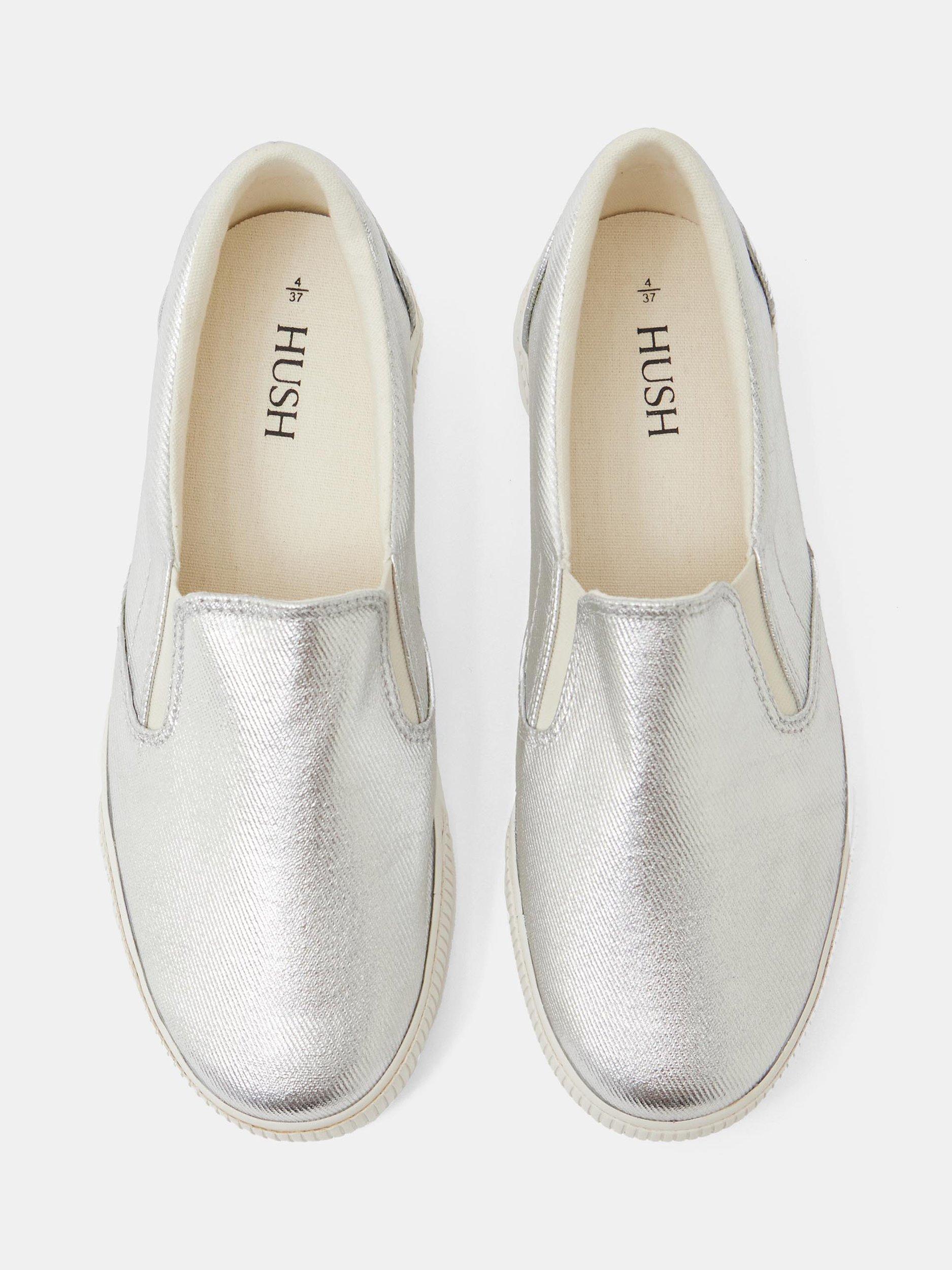 Product image 4 of 6, which shows HUSH Gili Metallic Slip-On Trainers, Silver, 3