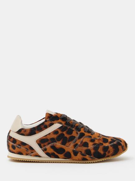 HUSH Leopard Leather Trainers, Brown Multi, Brown Multi