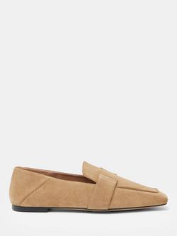 HUSH Suede Square Toe Loafers, Light Brown