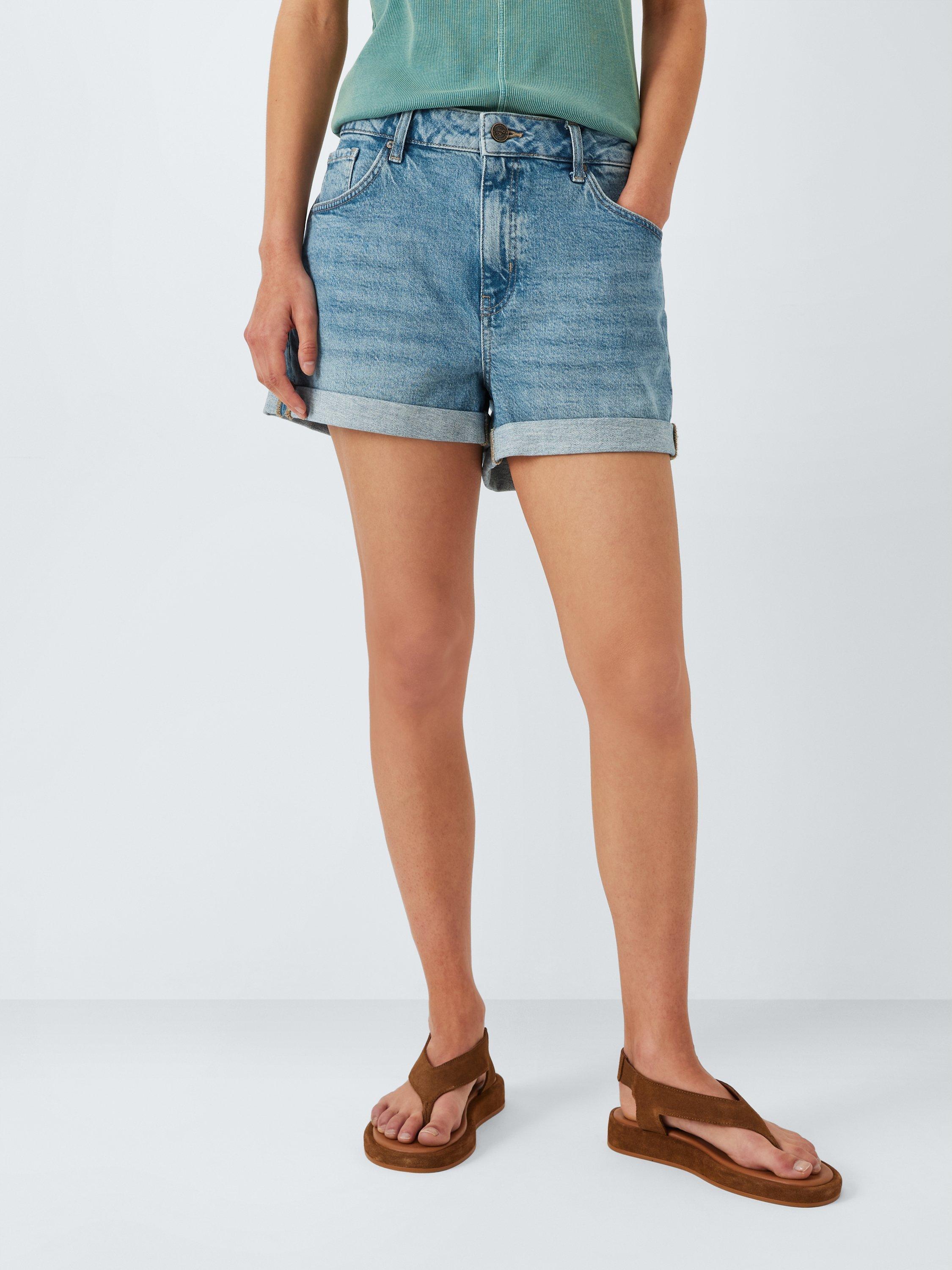 Product image 1 of 5, which shows AND/OR Relaxed Denim Shorts, Mid Wash, 6