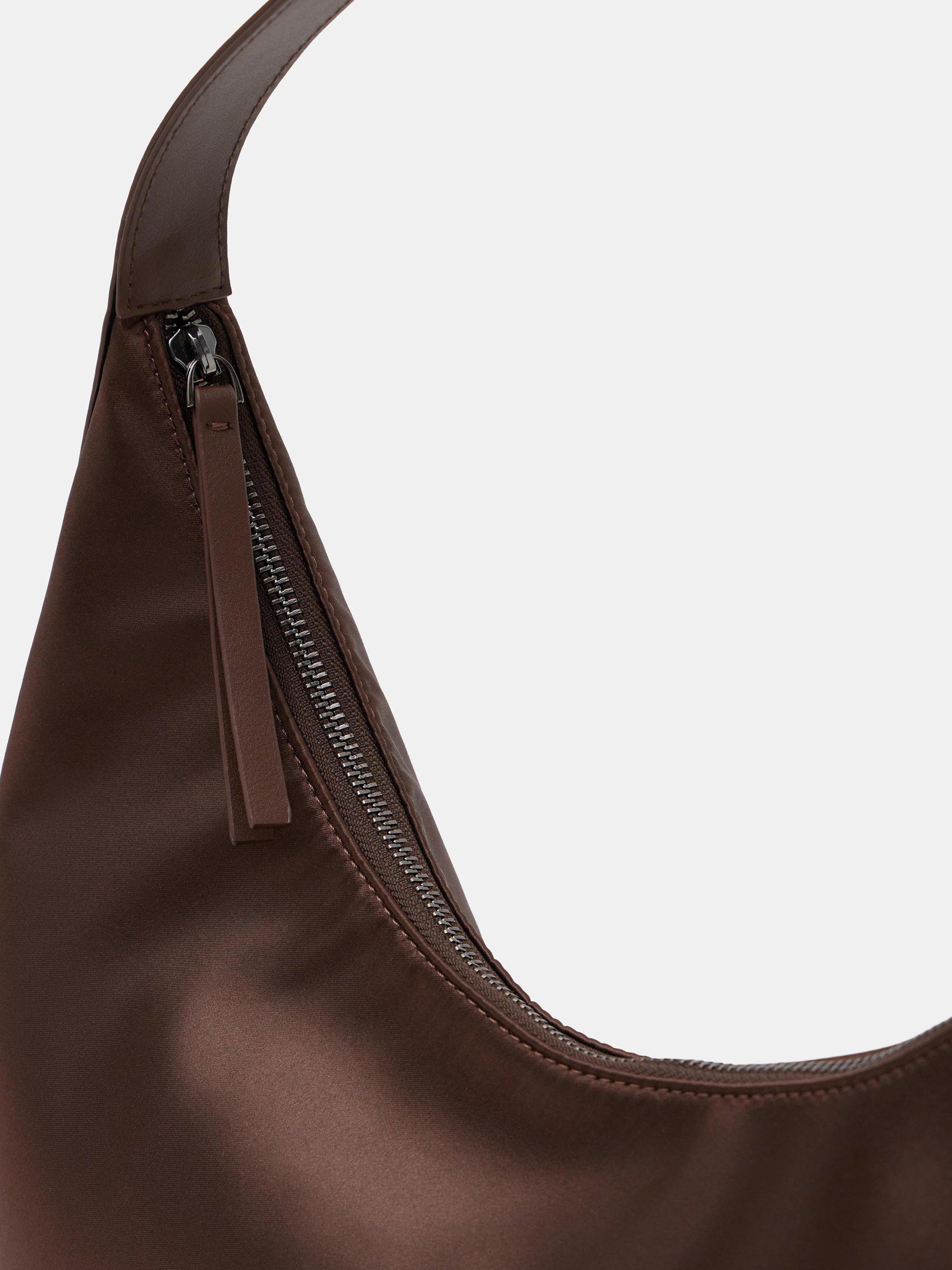 Product image 4 of 5, which shows HUSH Satin Oversized Tote Bag, Chocolate Brown
