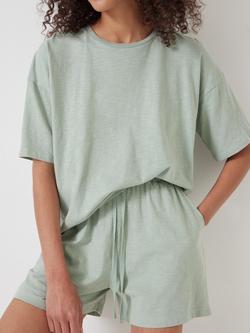 HUSH Darian Jersey Short Pyjama Set, Green Khaki - view 2, Green Khaki