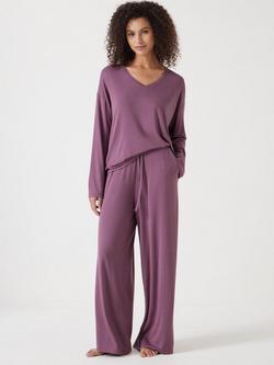HUSH Nox Jersey Pyjama Set containing TENCEL™ Modal, Plum