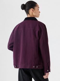 HUSH Corduroy Collar Jacket - view 2, Wine Red