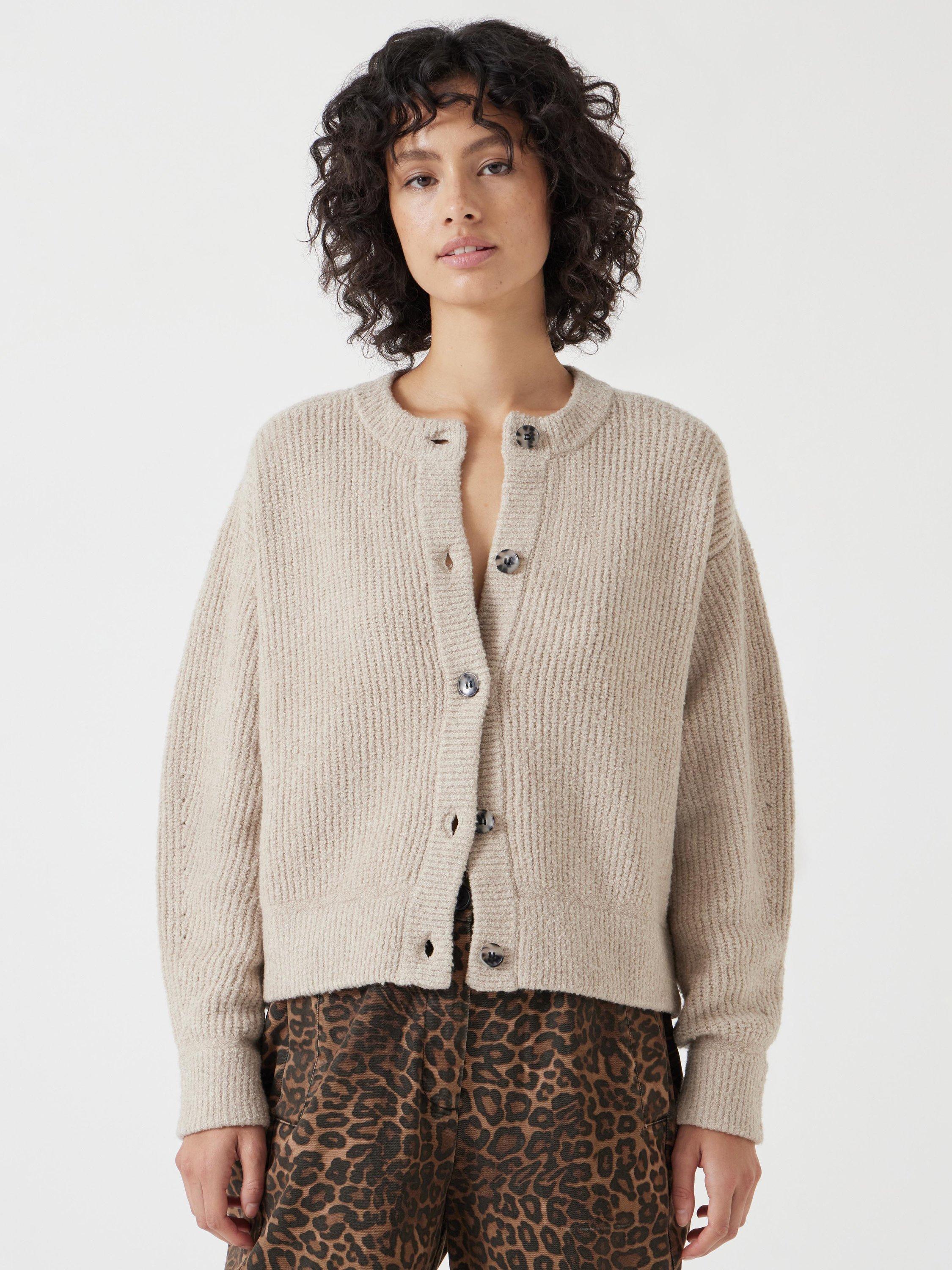 HUSH Ribbed Chunky Cardigan, Beige