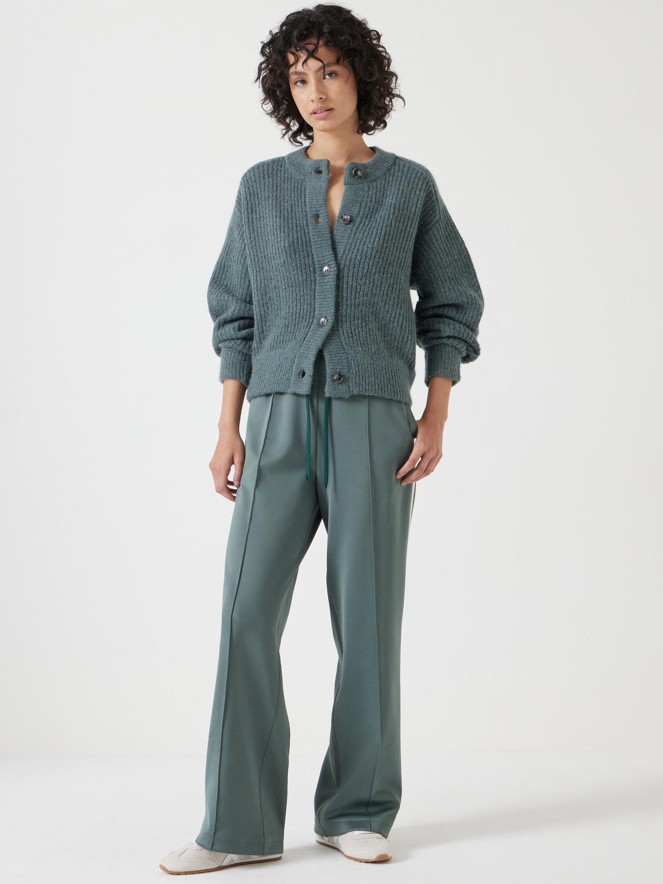 Product image 2 of 5, which shows HUSH Chunky Wool Rich Cardigan, Sage Green, XS-S