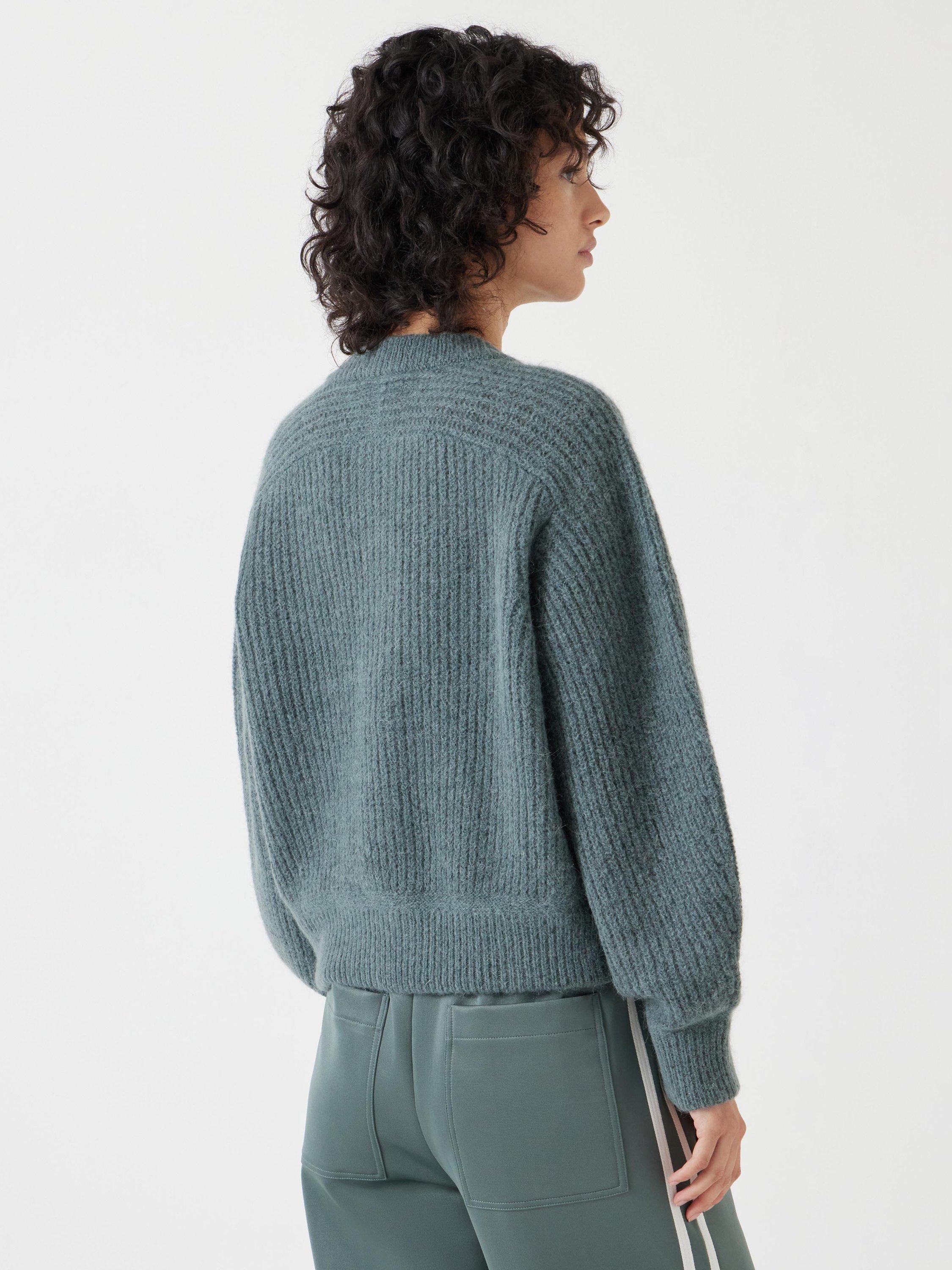 Product image 3 of 5, which shows HUSH Chunky Wool Rich Cardigan, Sage Green, XS-S