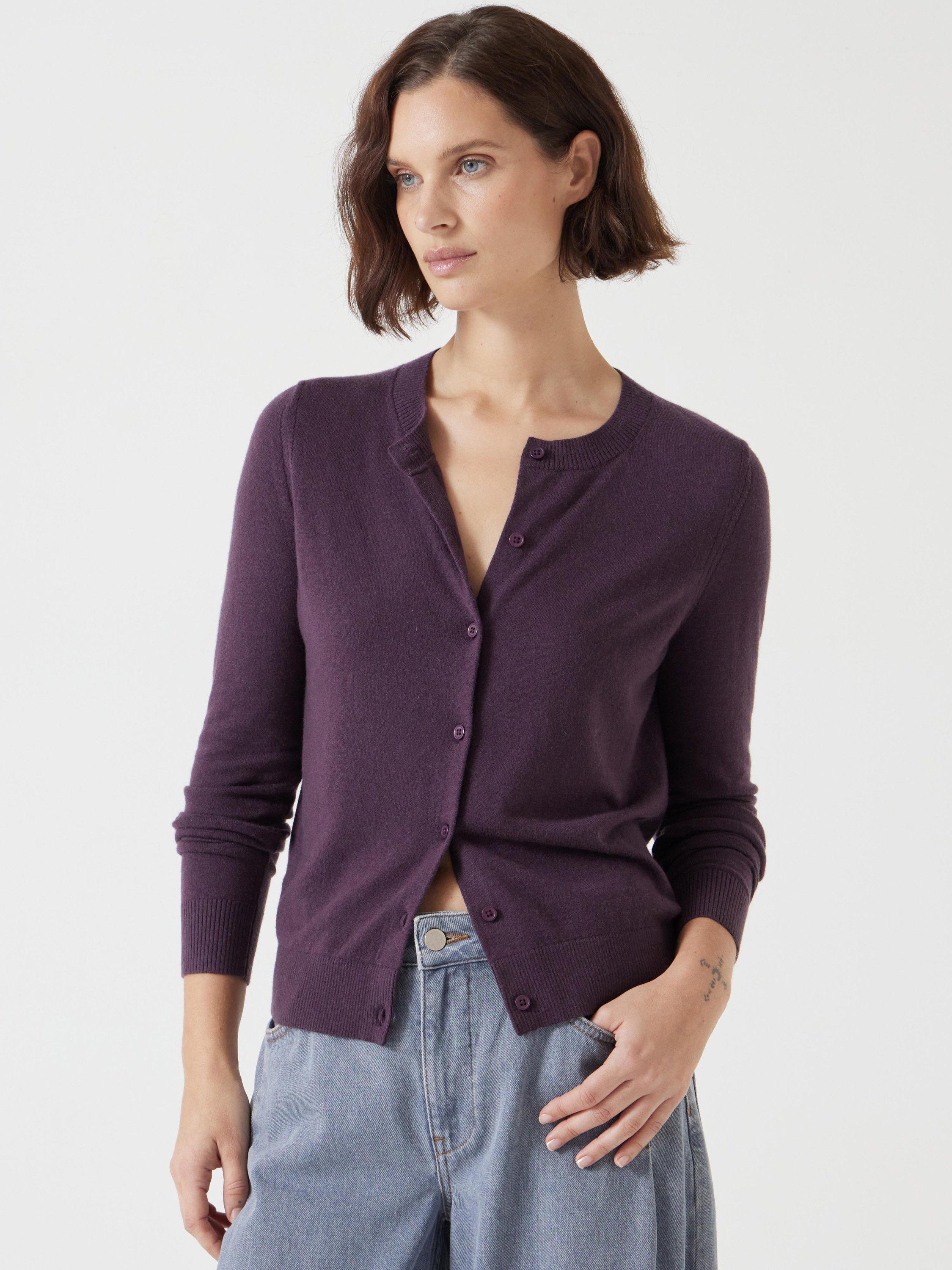 Product image 1 of 5, which shows HUSH Slim Fit Wool Blend Cardigan, Plum Red, L