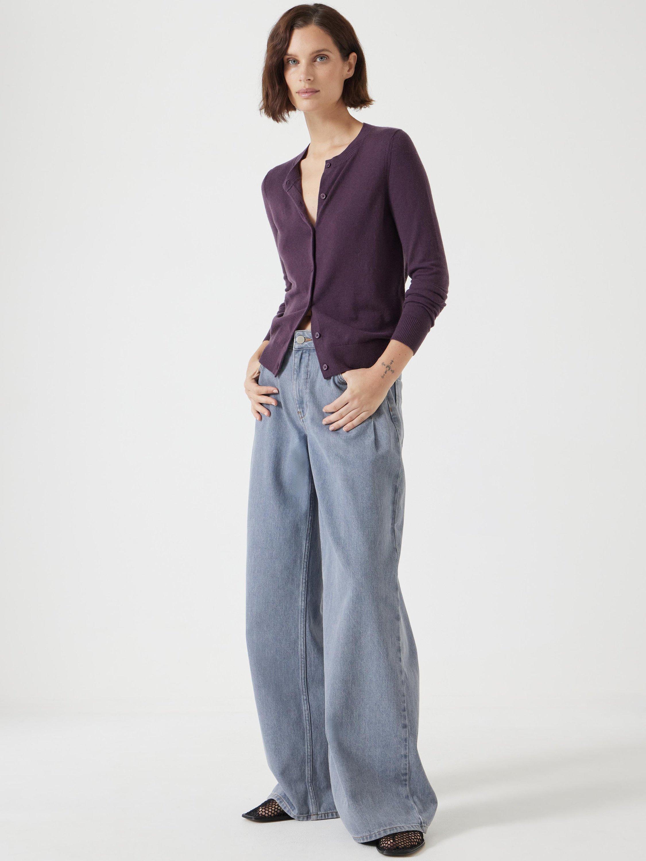 Product image 2 of 5, which shows HUSH Slim Fit Wool Blend Cardigan, Plum Red, L