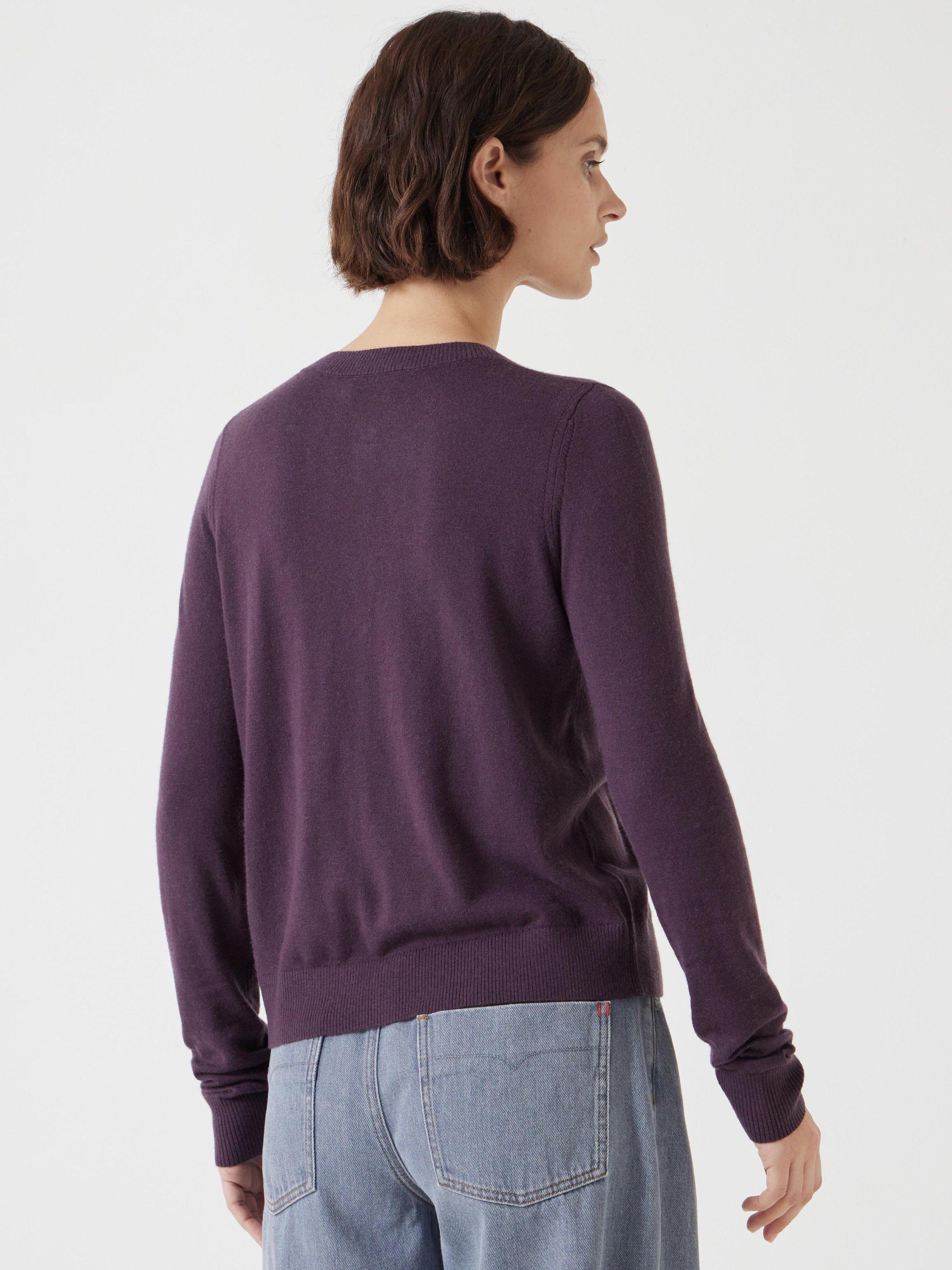 Product image 3 of 5, which shows HUSH Slim Fit Wool Blend Cardigan, Plum Red, L