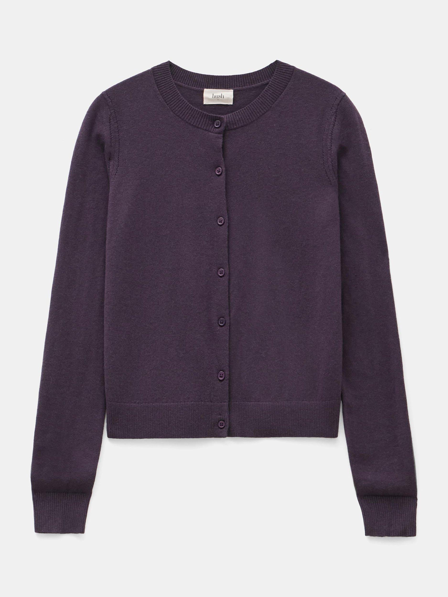 Product image 4 of 5, which shows HUSH Slim Fit Wool Blend Cardigan, Plum Red, L