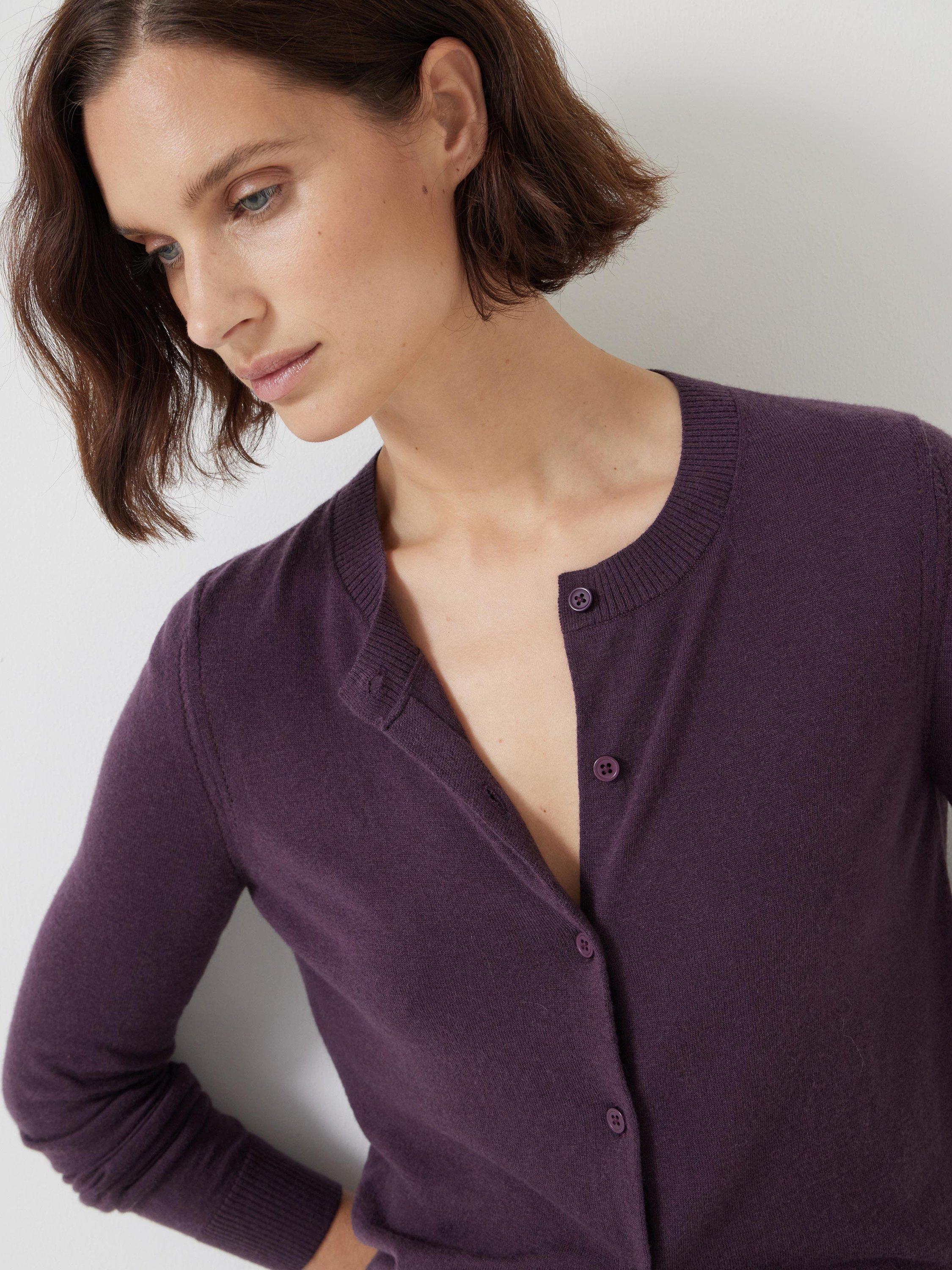 Product image 5 of 5, which shows HUSH Slim Fit Wool Blend Cardigan, Plum Red, L