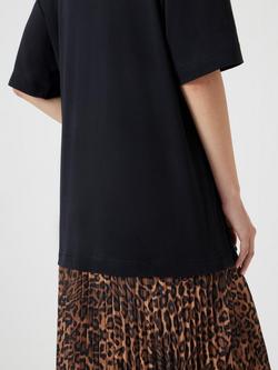 HUSH Esme Short Sleeve Pleat Leopard Dress, Brown/Multi - view 2, Brown/Multi