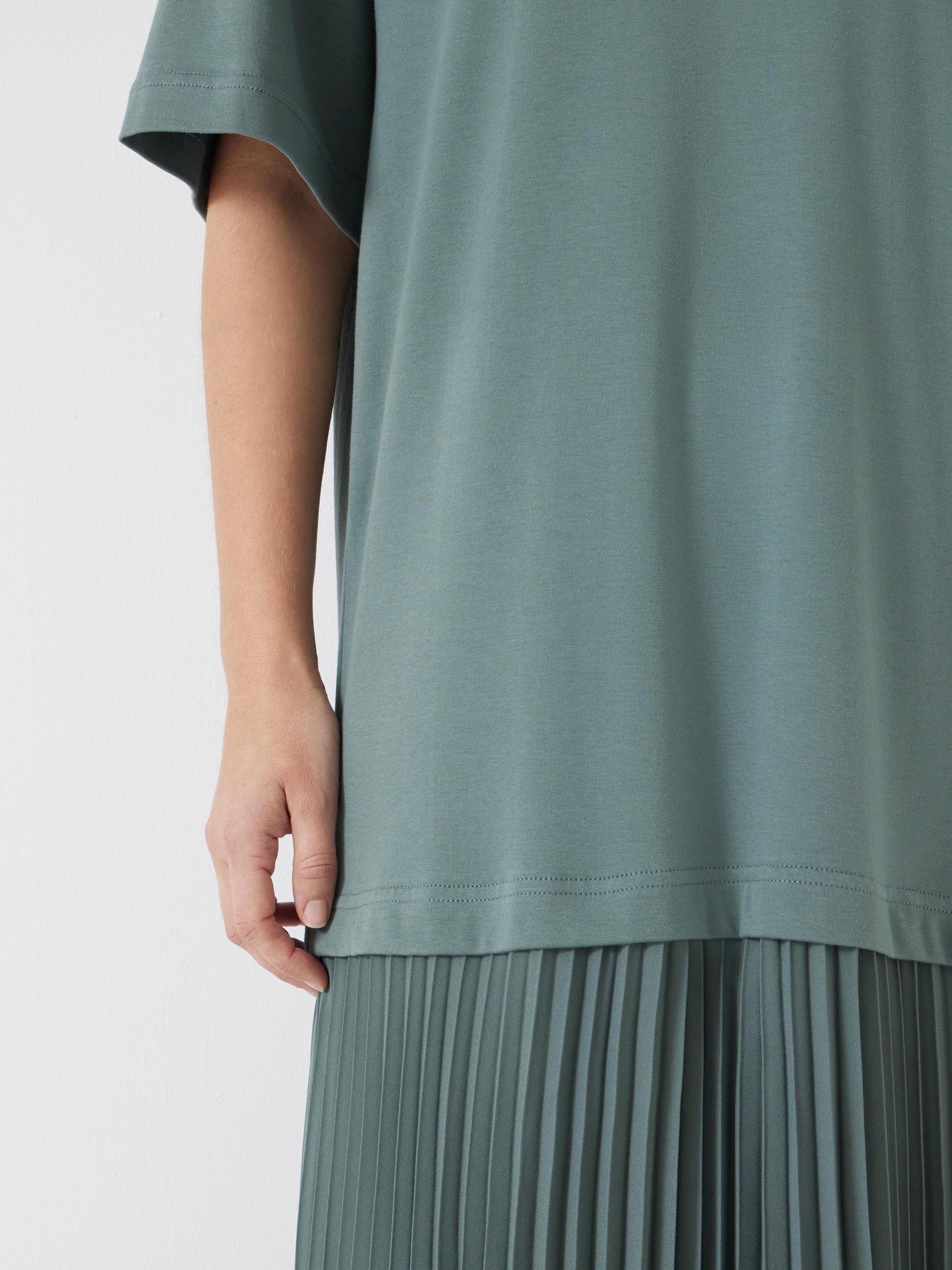 Product image 2 of 5, which shows HUSH Esme T-Shirt Midi Dress, Sage Green, XXS