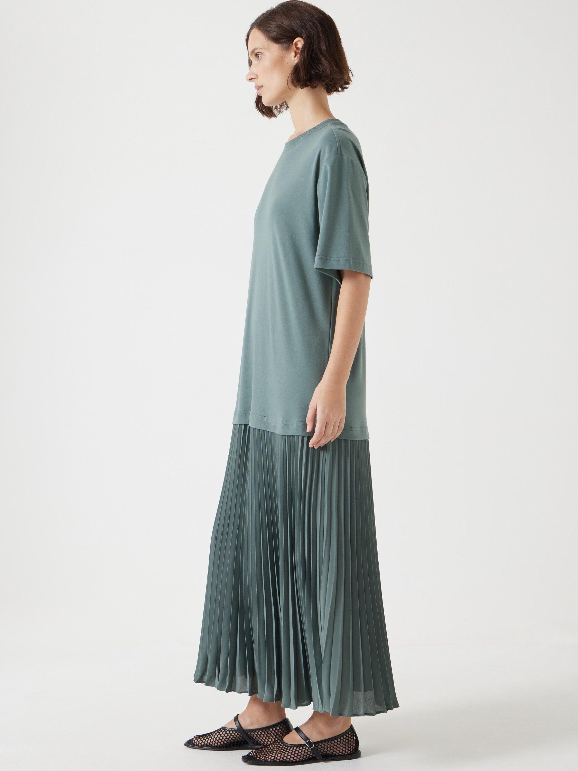 Product image 5 of 5, which shows HUSH Esme T-Shirt Midi Dress, Sage Green, XXS