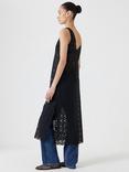 HUSH Embroidered Floral Midi Dress, Black
