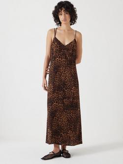 HUSH Leopard Print Strappy Slip Dress containing LENZING™ ECOVERO™ Viscose, Brown/Multi