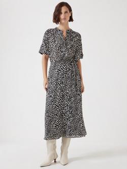 HUSH Leopard Print Short Sleeve Shirt Dress containing LENZING™ ECOVERO™ Viscose, Black/White