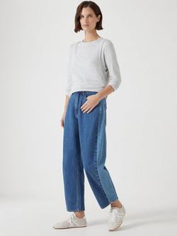 HUSH Two Tone Barrel Leg Jeans, Blue - view 2, Blue