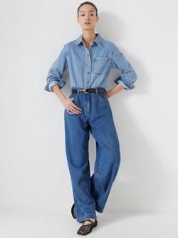 HUSH Two Tone Denim Jumpsuit, Blue Denim, Blue Denim