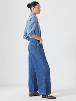 HUSH Two Tone Denim Jumpsuit, Blue Denim - view 2, Blue Denim