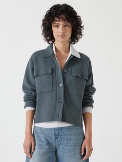 HUSH Knitted Button Shirt Jacket, Sage Green