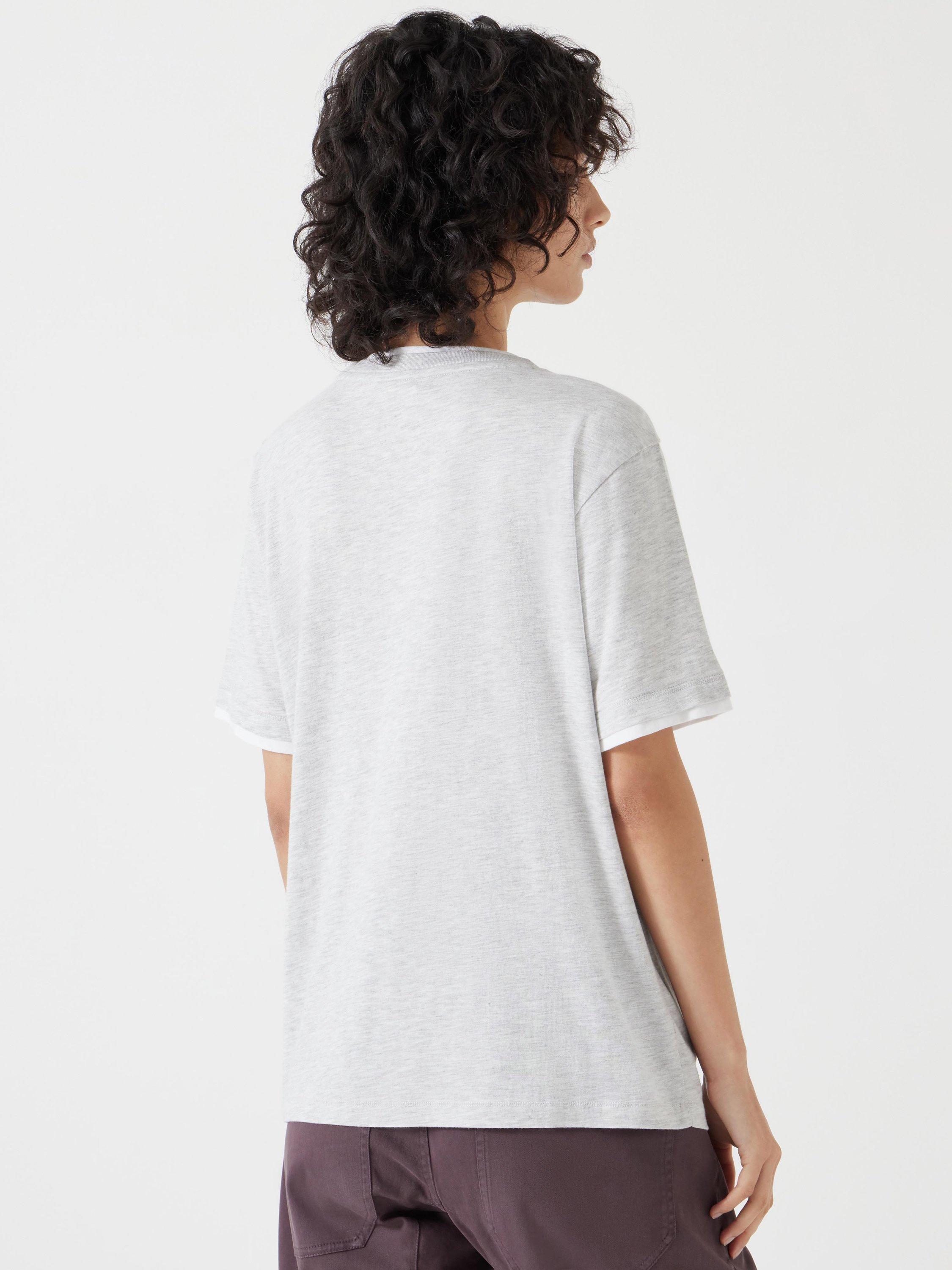 Product image 3 of 5, which shows HUSH Contrast Layer T-Shirt, Grey Marl/White, XXS