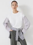 HUSH Woven Mix Shirt Sleeve Top, White