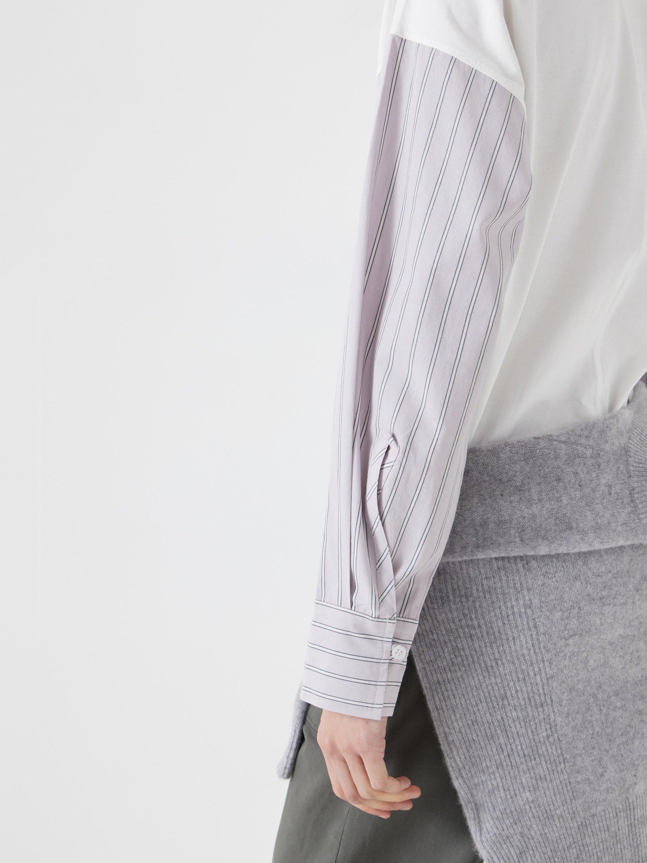 Product image 4 of 5, which shows HUSH Woven Mix Shirt Sleeve Top, White, XS-S