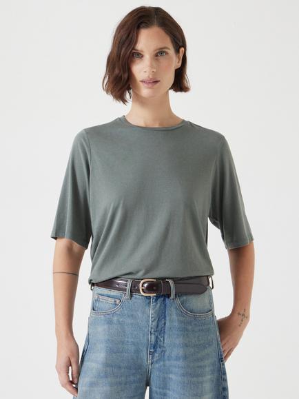 HUSH Reece Drape T-Shirt, Sage Green