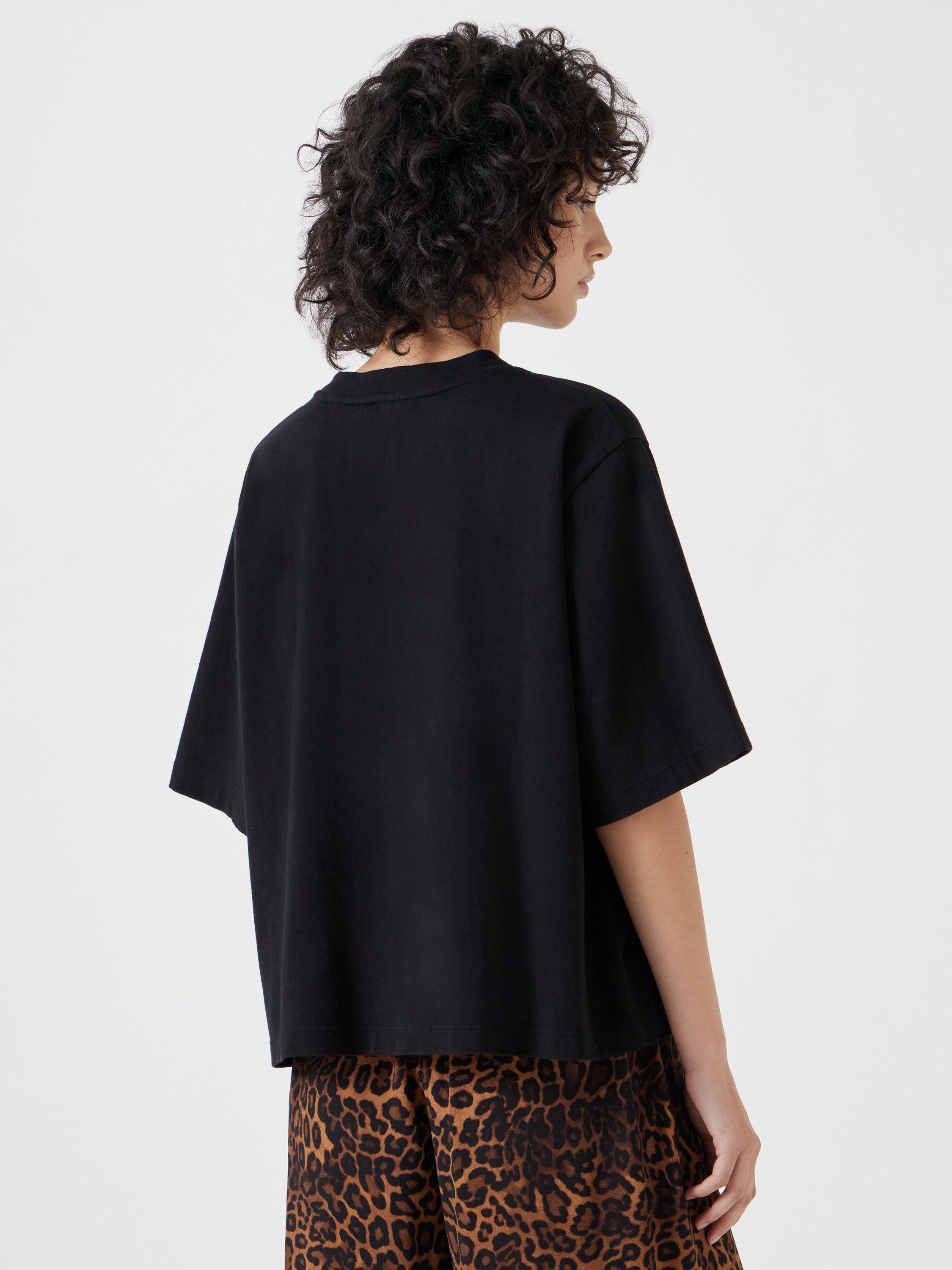 Product image 3 of 5, which shows HUSH Romina Heavyweight Cotton T-Shirt, Black, XS-S