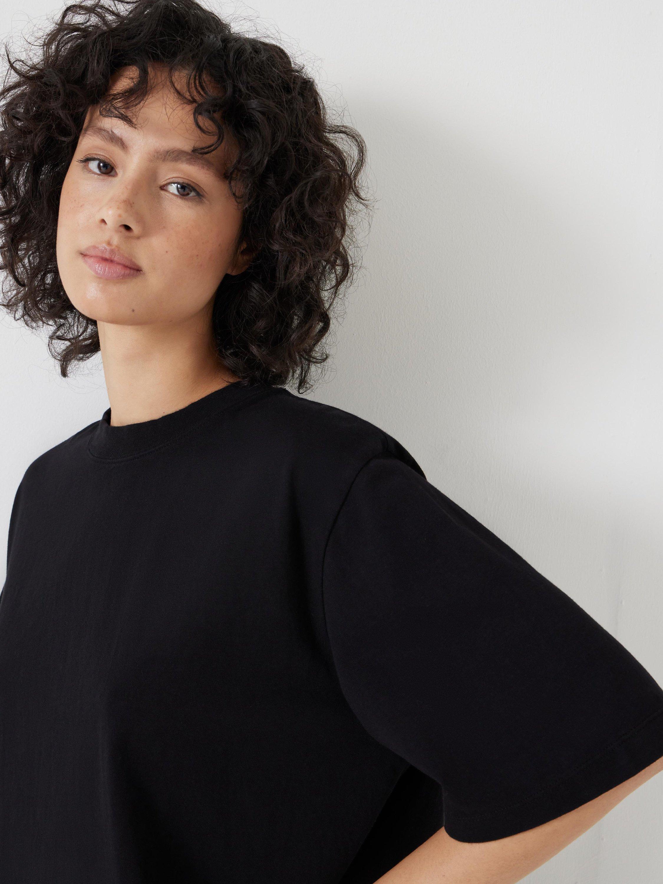 Product image 5 of 5, which shows HUSH Romina Heavyweight Cotton T-Shirt, Black, XS-S