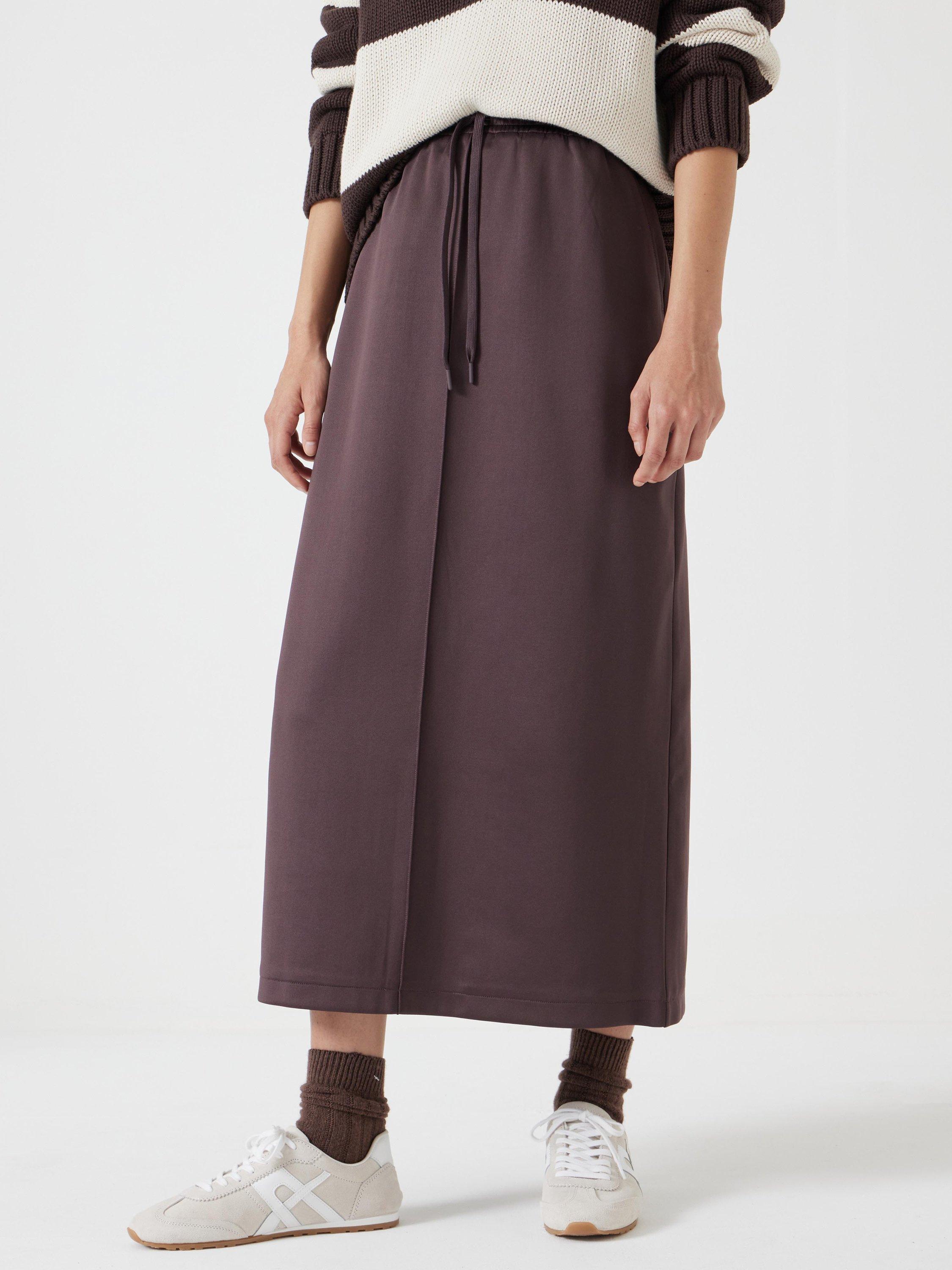 Product image 1 of 5, which shows HUSH Harrison Pintuck Jersey Skirt, Raisin Brown, 10