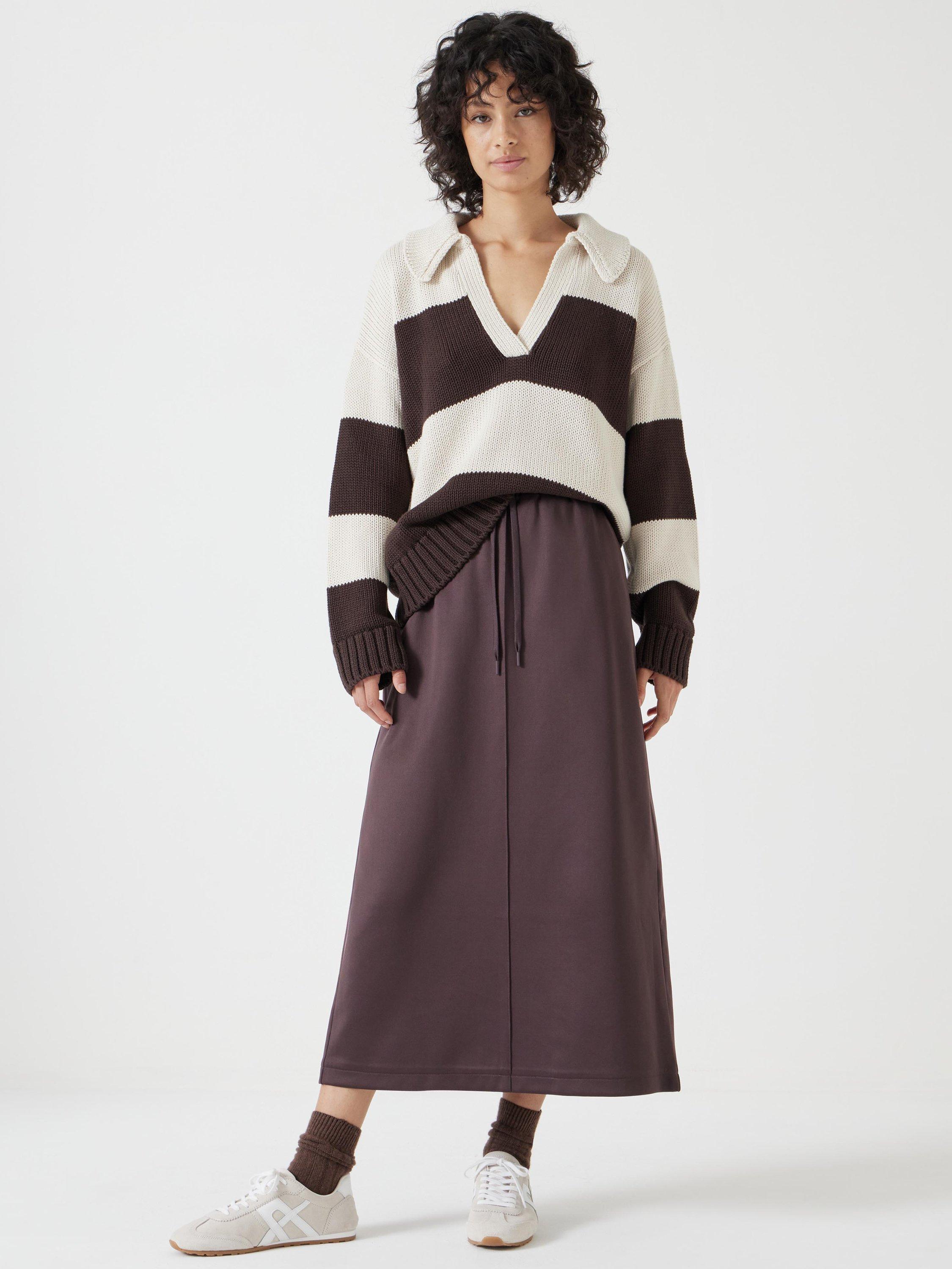 Product image 2 of 5, which shows HUSH Harrison Pintuck Jersey Skirt, Raisin Brown, 10