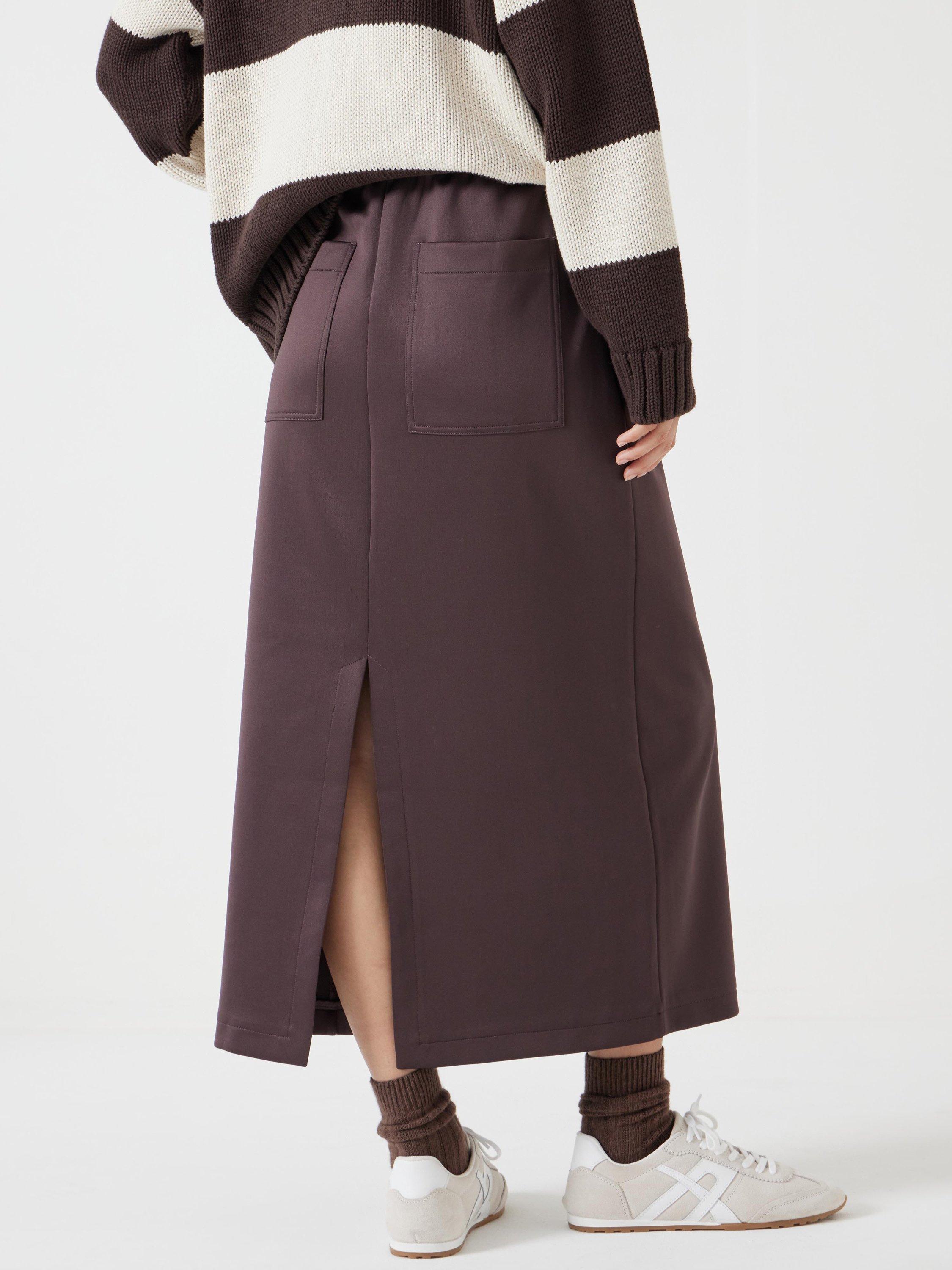 Product image 3 of 5, which shows HUSH Harrison Pintuck Jersey Skirt, Raisin Brown, 10