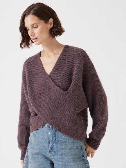 HUSH Betty Wool Blend Jumper, Raisin Brown