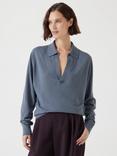 HUSH Open Collar Wool Blend Jumper, Stormy Blue
