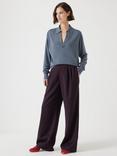 HUSH Open Collar Wool Blend Jumper, Stormy Blue
