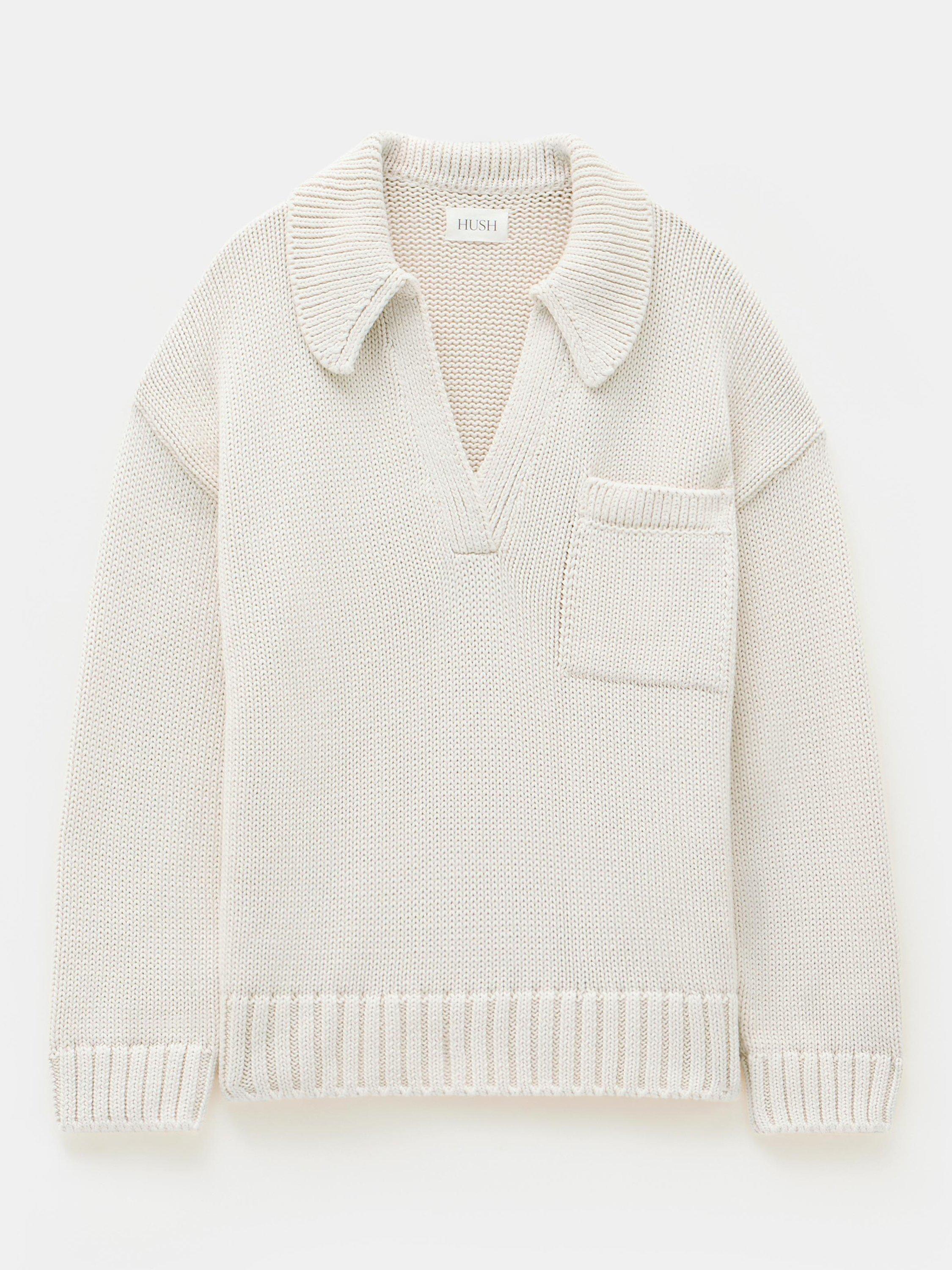 Product image 4 of 5, which shows HUSH Knitted Pocket Jumper, Neutral, L