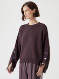 HUSH Popper Sleeve Jumper, Raisin Brown