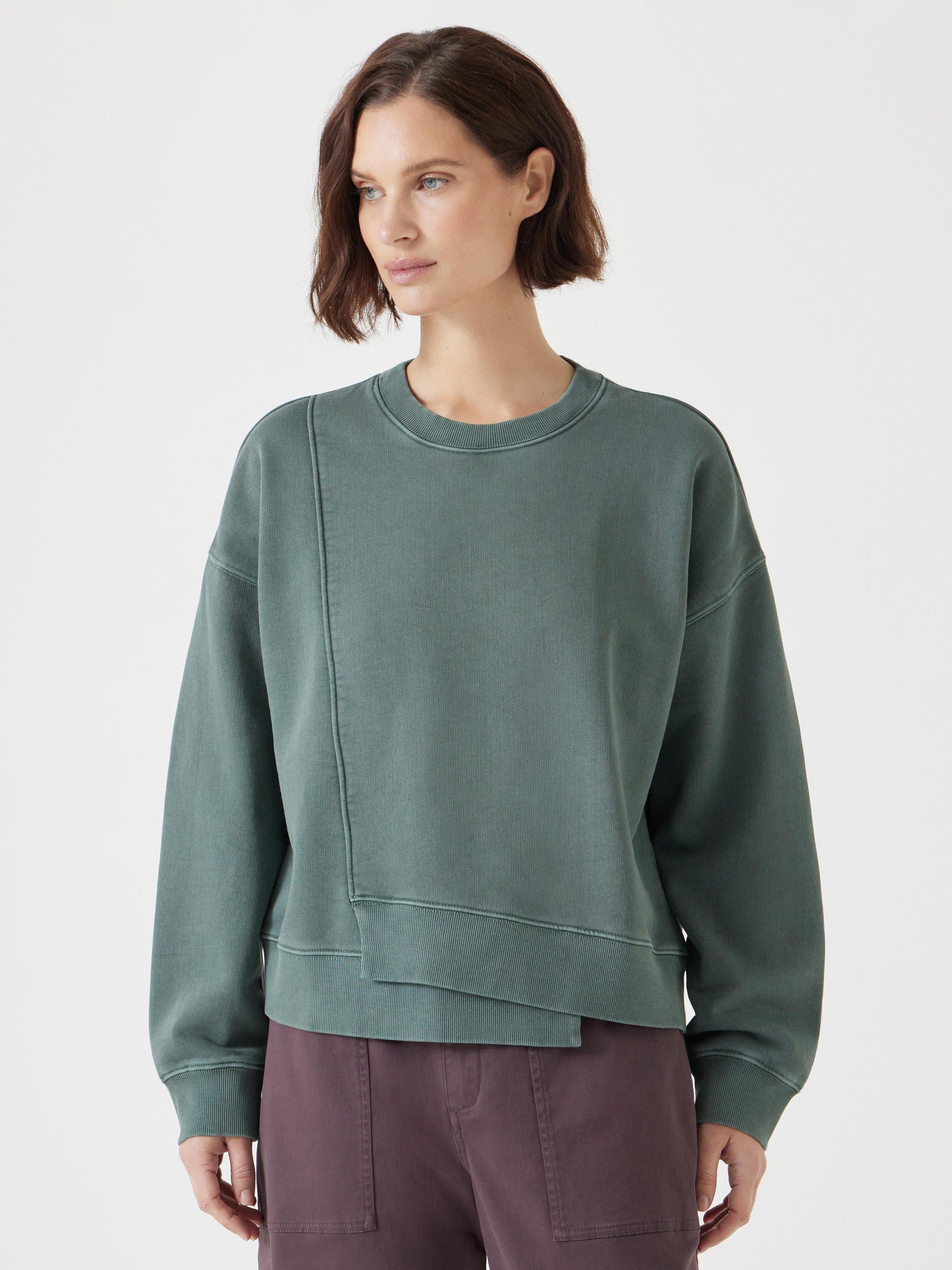 Product image 1 of 5, which shows HUSH Asymmetric Panel Sweatshirt, Sage Green, XS-S