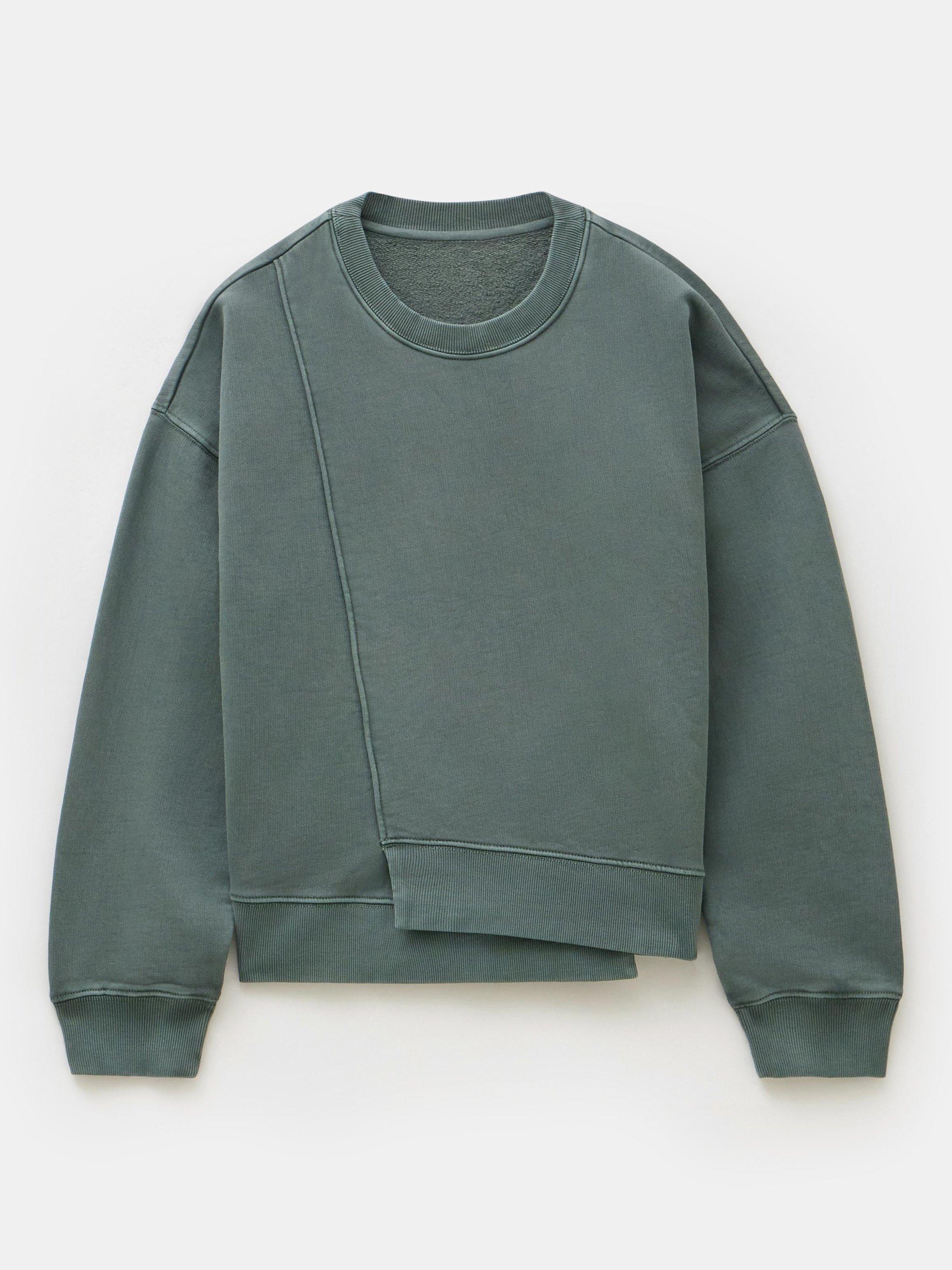 Product image 4 of 5, which shows HUSH Asymmetric Panel Sweatshirt, Sage Green, XS-S