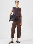 HUSH Button Knit Wool Rich Tank Top, Raisin Brown