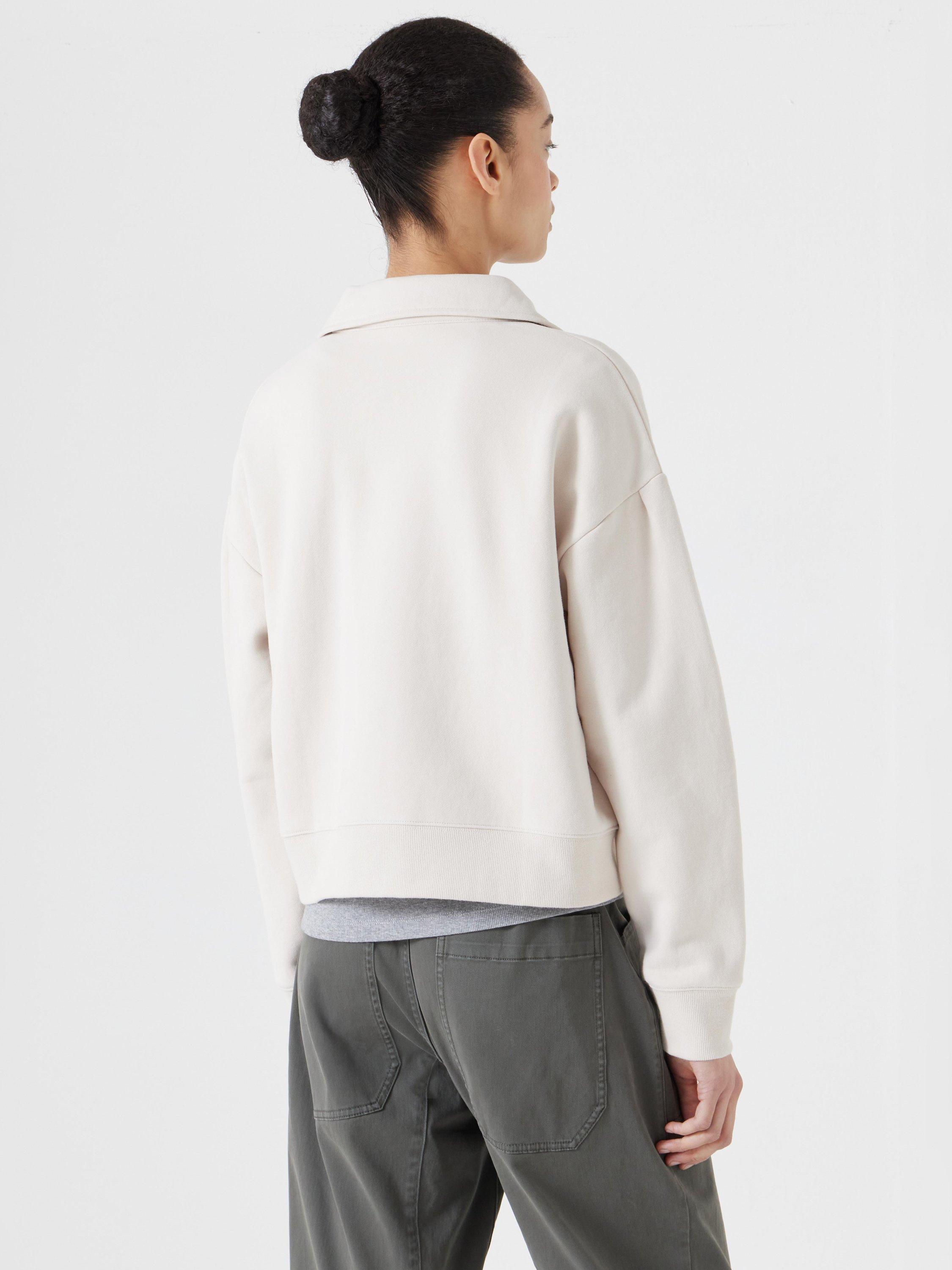Product image 3 of 5, which shows HUSH Crop Polo Sweatshirt, Light Beige, XS