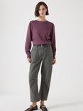 HUSH Emily Puff Sleeve Cotton Jersey Top, Dark Red